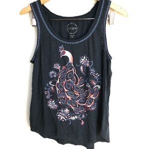 Lucky Brand 🦚 Peacock Navy Blue Tank Top